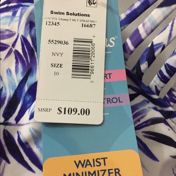 Swim Solutions Nautical Multi Strap 1-piece swimsuit-Size 10 - Picture 5 of 5